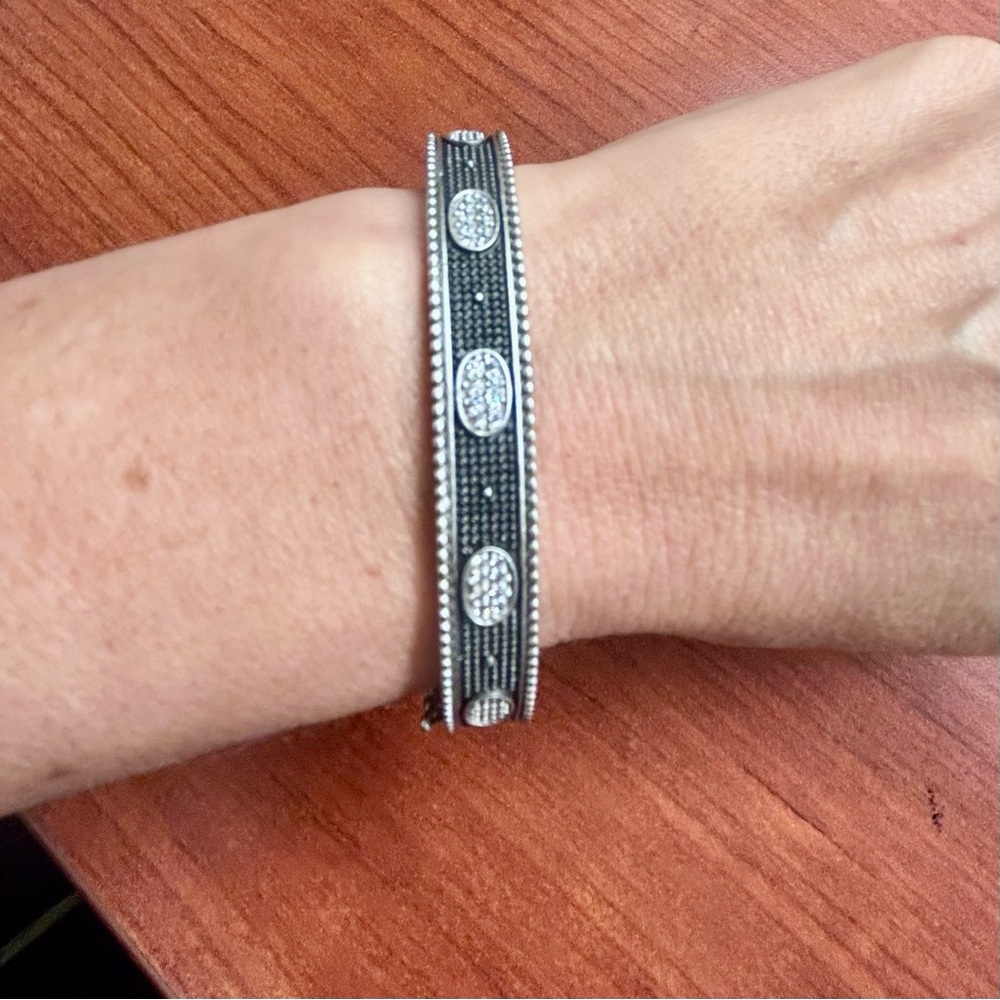 Freida Rothman studded rhodium & platinum plated bangle -new